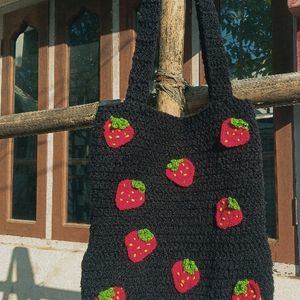 Crochet Black Strawberry Bag 🍓🎀