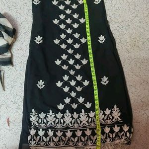 Black Georgette Kurta And Dupatta