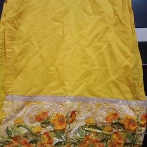 Beautiful Yellow Kurta Set With Dupatta Patch Work