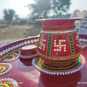 Kundan Decorated Handmade Wedding Pooja Thali