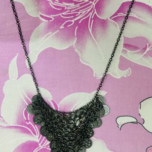 Charcoal Silver Plated Metal Fancy Necklace