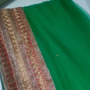 Banarasi Red and green colour half saree