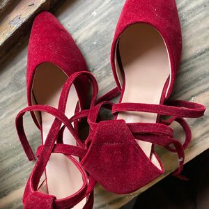 Velvet Red Maroonish Heels