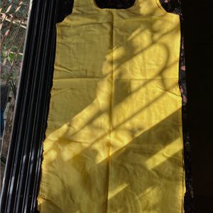 Yellow Chikankari kurta with inner