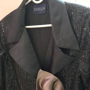 ZABELLA Black Sequin Blazer Cum Dress