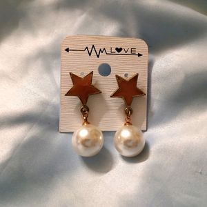 🖤🤎Cute Star Earrings With Pearls🤎🖤