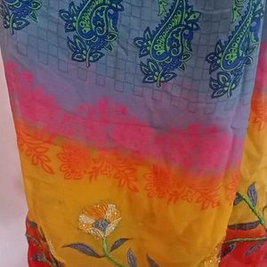 Saree With Good Fabric, Multi Colour, Thread Work