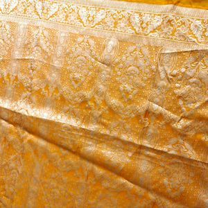 100% Pure Silk Tangy Orange banarasi