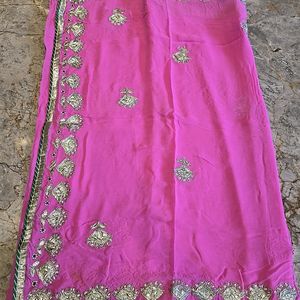 Pink Georgette Gotta Patti Saree