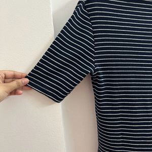 Navy Blue And White Striped Top