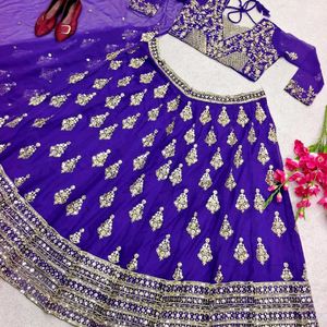 Embroidery Sequence Work Lahanga Choli+Free Gift