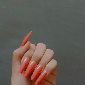 Coral Long Nails