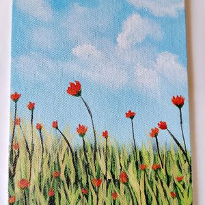 Flowers Acrylic Painting Canvas Board (HANDMADE)