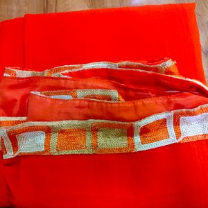 Orangish Colour Crepe Saree