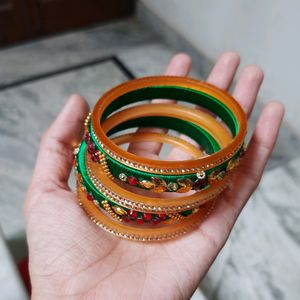 Royal Bridal Green Silk Thread Bangles Set