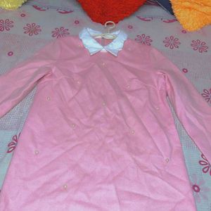 Stylish Korean Top Pink And White Koller