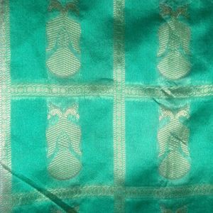 Sea Green And Red Colour Semi Pattu Saree