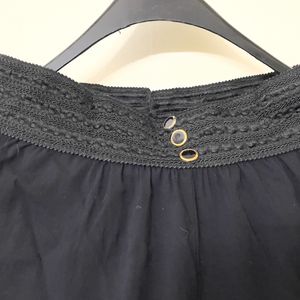 Black Lower With Flower Embroidery