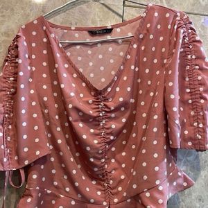 Polka Dotted Peach Top