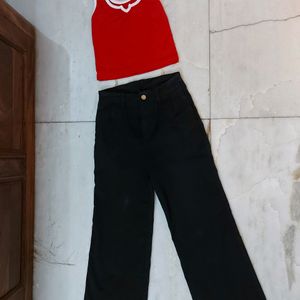 Red Top And Bell Bottom Jean COMBO