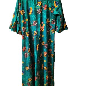 Dark Green Maxi Dress With Bell Sleeves