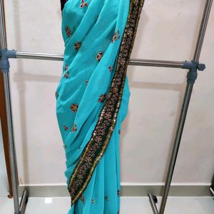 BeautifulEmbroideryWork Saree ➕ Gifts