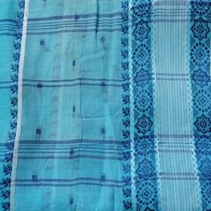 Beautiful Cotton Blue Colour Tant Saree