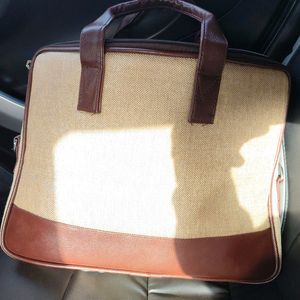 Jute And Leather Bag