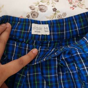 Piccolo Checked Pure Cotton Skirt