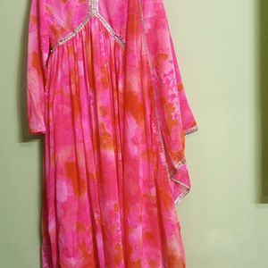New/Unused Georgette Aaliya Cut Gown With Dupatta