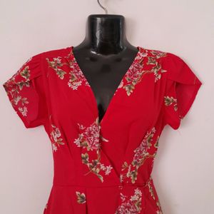 Red Printed Dress (Women's)