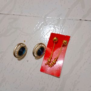 2 Earrings.. Colour Blue And Golden