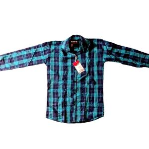 Multicolor M Size Green-blue Check Men's Shirts