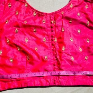 Pink Brocade Blouse+ Blue Designer Blouse+Sequence