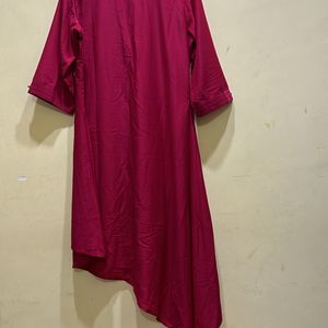 Neerus Magenta High Low Kurta Size XL