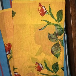 New Beautiful Yellow Saree With Fall And Pico.