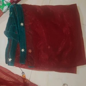 Ghagara Choli Fabric Net Party Wear Maroon Colour