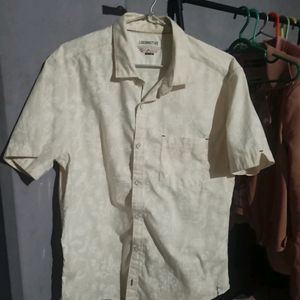 Men Shirt Short Sleeve Beige Colour Printed Floral