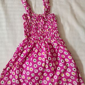 New Pink Sleevless Frock For 3 To 6 Months