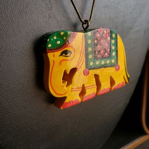 Wooden Elephant Pendent (Yellow)