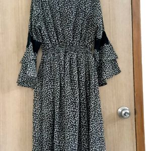 Black Kurta With Cheetah Print