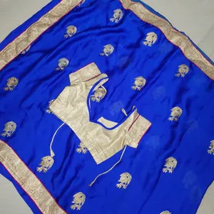 Beautiful Blue Saree With Blouse 💙