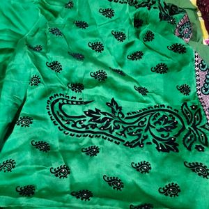 Bottle Green Saree