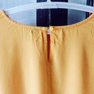 Women Branded Solid Casual Mustard Peplum To