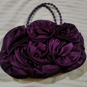 Satin 3d Flowers Hand Bag