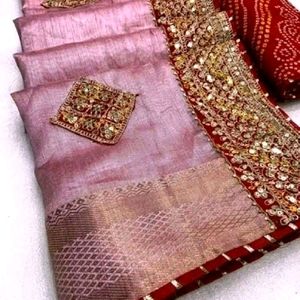 New Zari Border Cotton Silk Saree With Blouse Piec