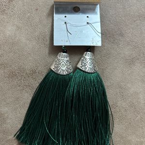 Green Tassel Earrings