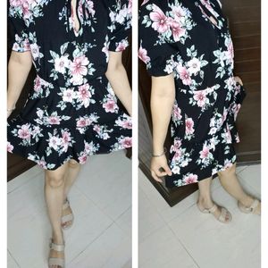 Inspired Hearts Brand Black Floral Tie-up Dress