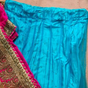 Pink Blue Lehenga Choli