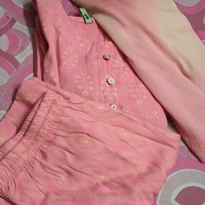 pink kurti set